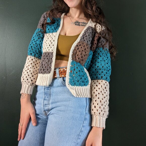 Handmade Crochet Granny Square Cardigan - Picture 4 of 9